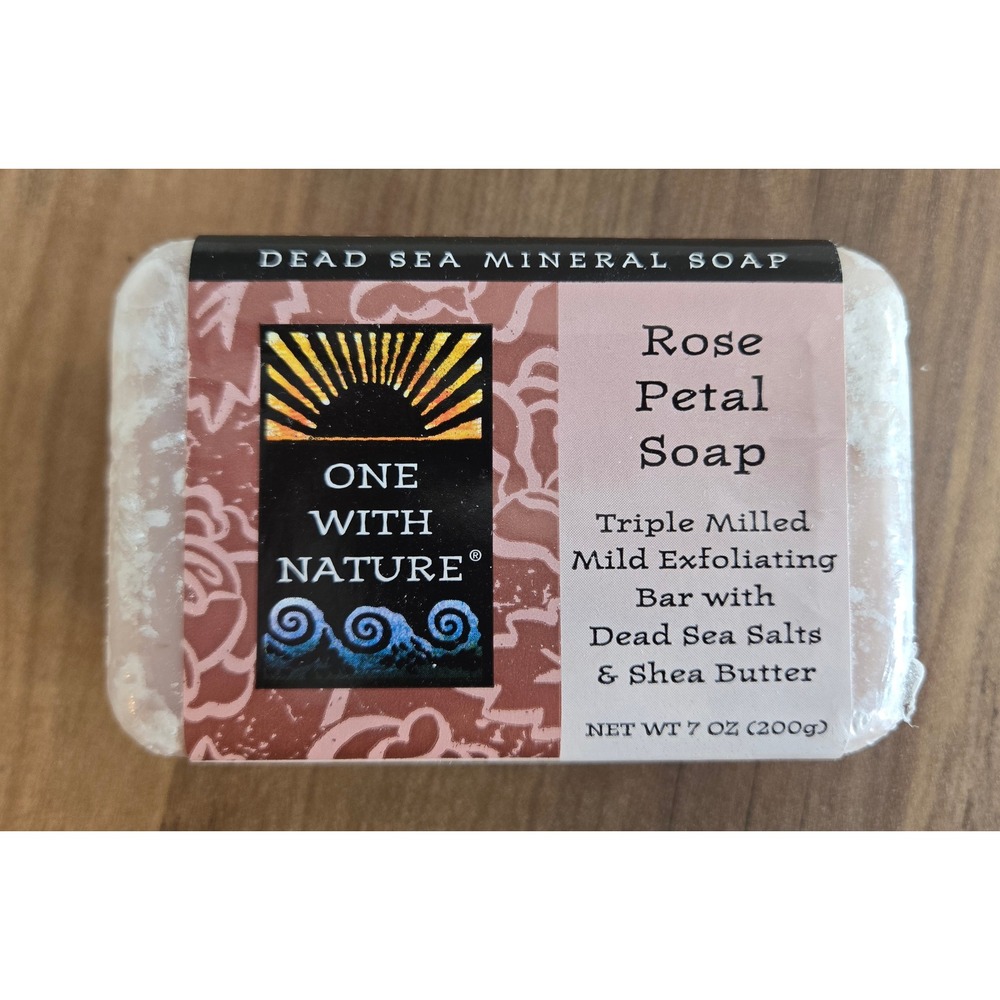 One With Nature Dead Sea Mineral Rose Petal Soap 7oz Bar Triple Milled